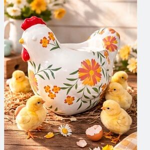 Bath & Body Works Floral Chicken Pedestal 3-Wick Candle Holder